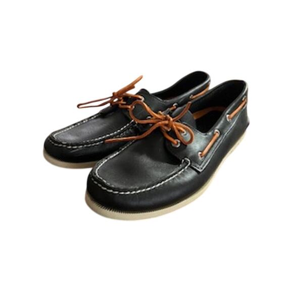 Sperry Men\'s 11.5M Black Top-Sider Boat Shoes w/Orange Laces main image 9